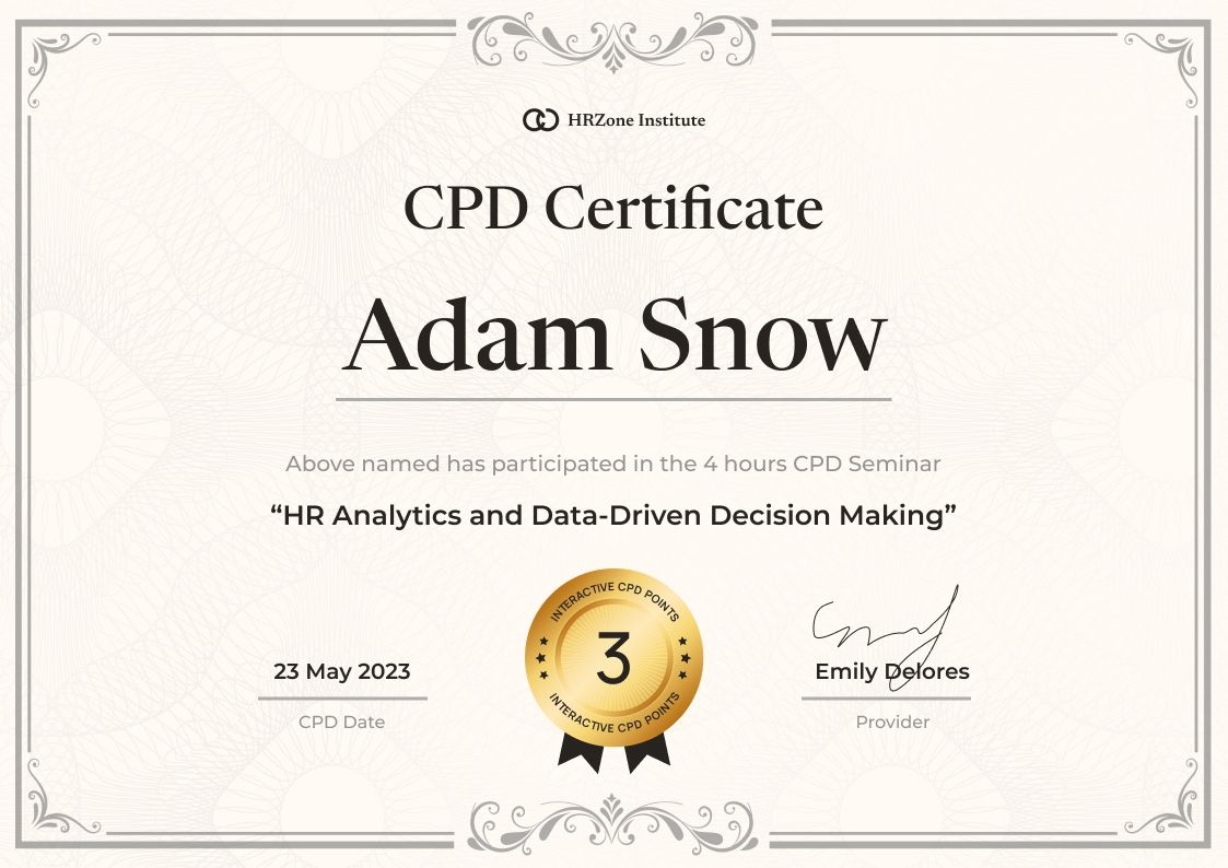 Professional and polished CPD certificate template landscape