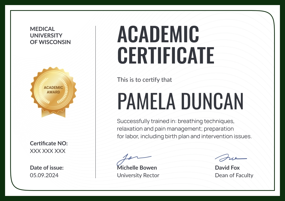 Organized and professional academic certificate template landscape