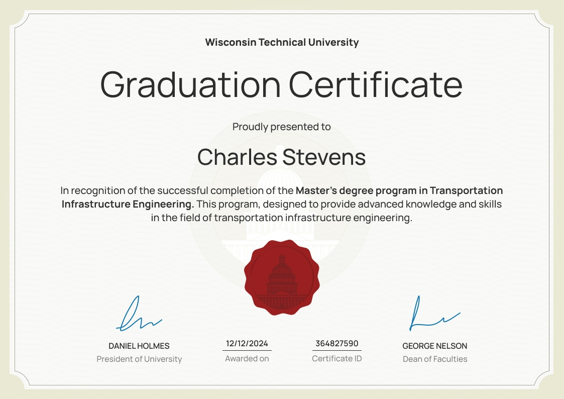 Prestigious professional graduation certificate template landscape