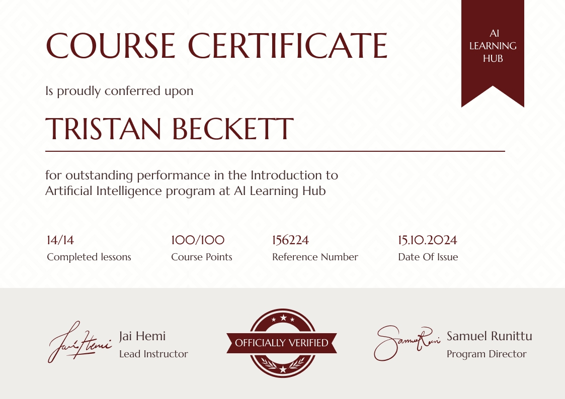 Neat and professional course certificate template landscape