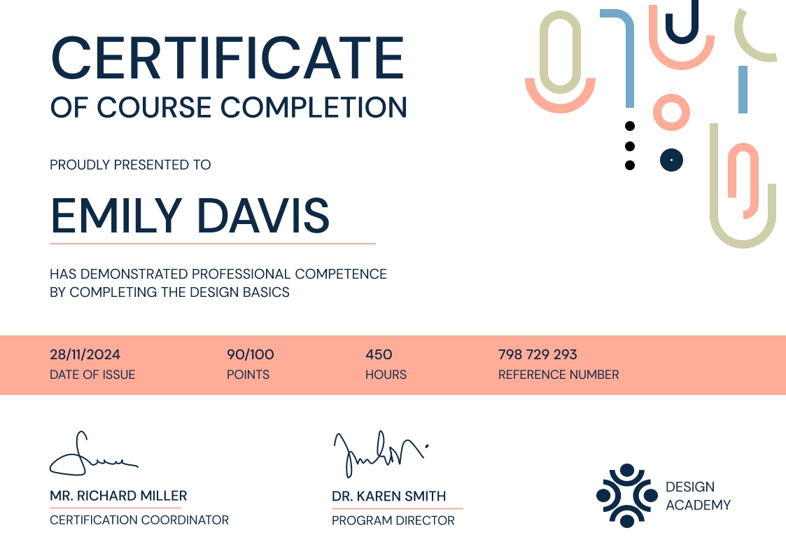 Striking and modern course certificate template landscape