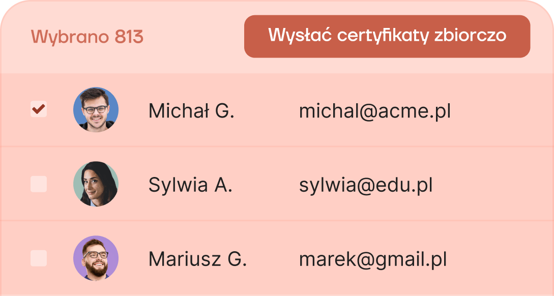 Masowe wysyłanie certyfikatów