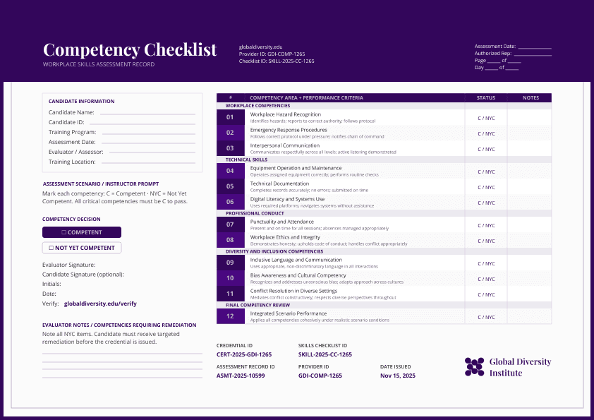 Purple Competency Checklist image 1
