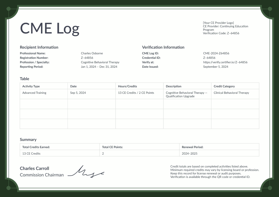 Green CME Log image 1