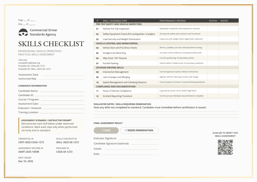 Yellow Competency Skills Checklist image 1