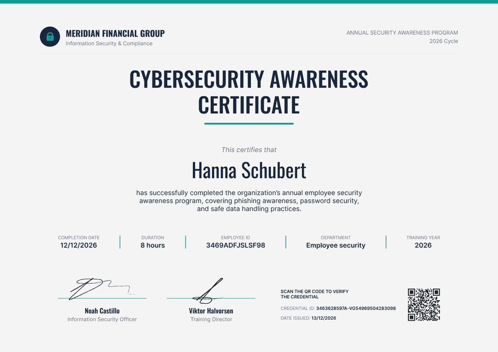 Annual Cybersecurity Awareness Certificate