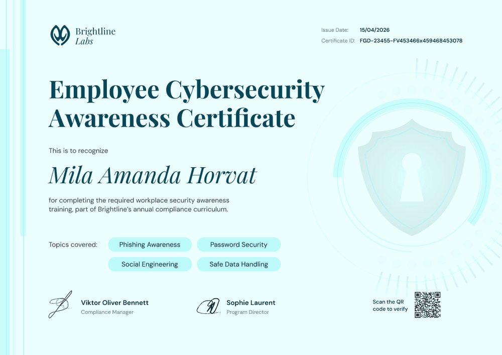 Employee Cybersecurity Awareness Certificate
