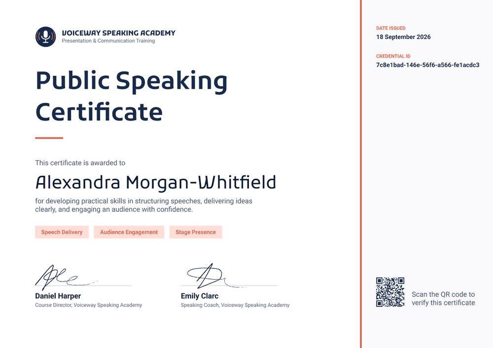 Public Speaking Certificate