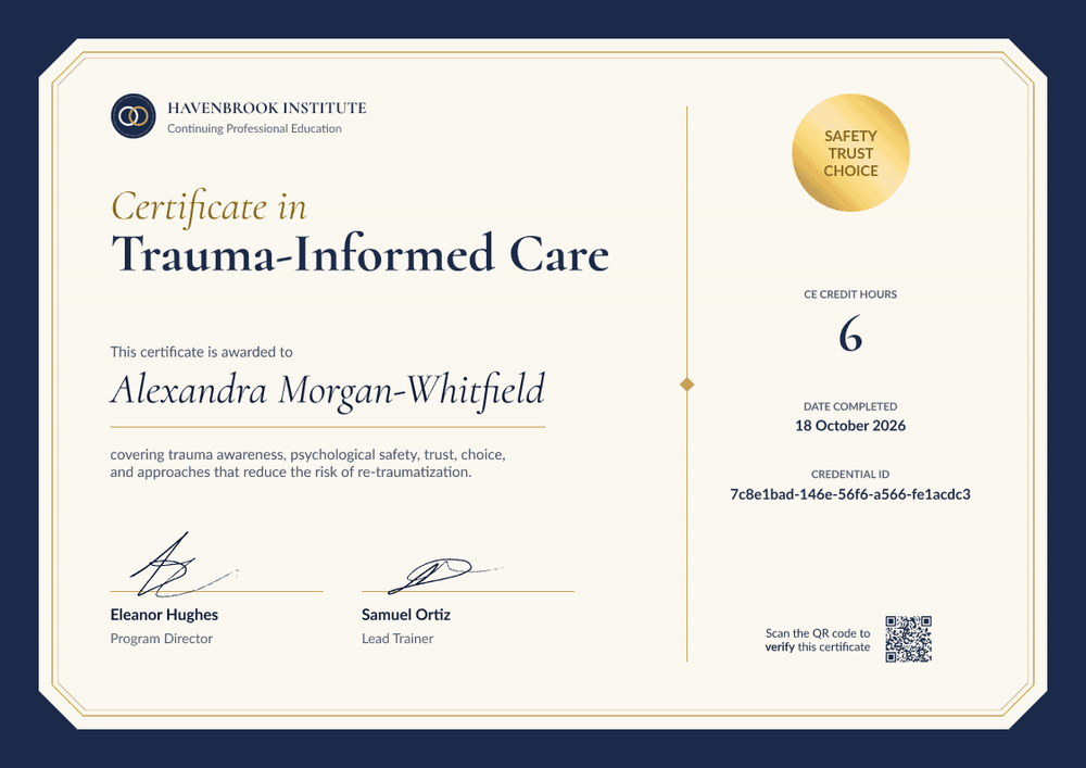 Trauma-Informed Care CE Certificate