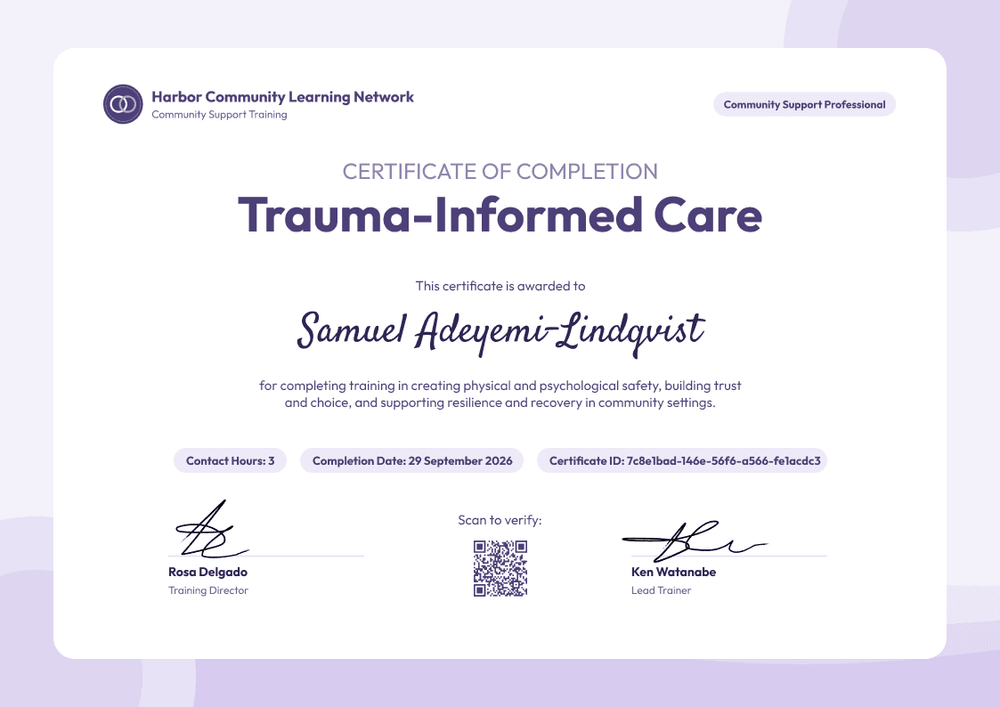 Community Trauma-Informed Care Certificate