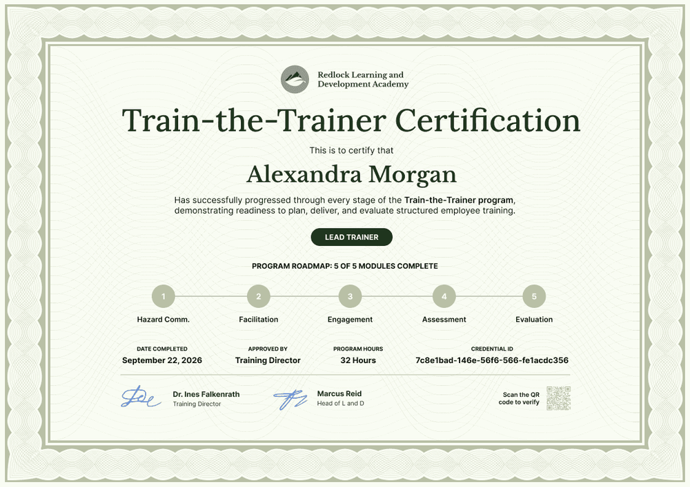 Lead Trainer Train-the-Trainer Certificate