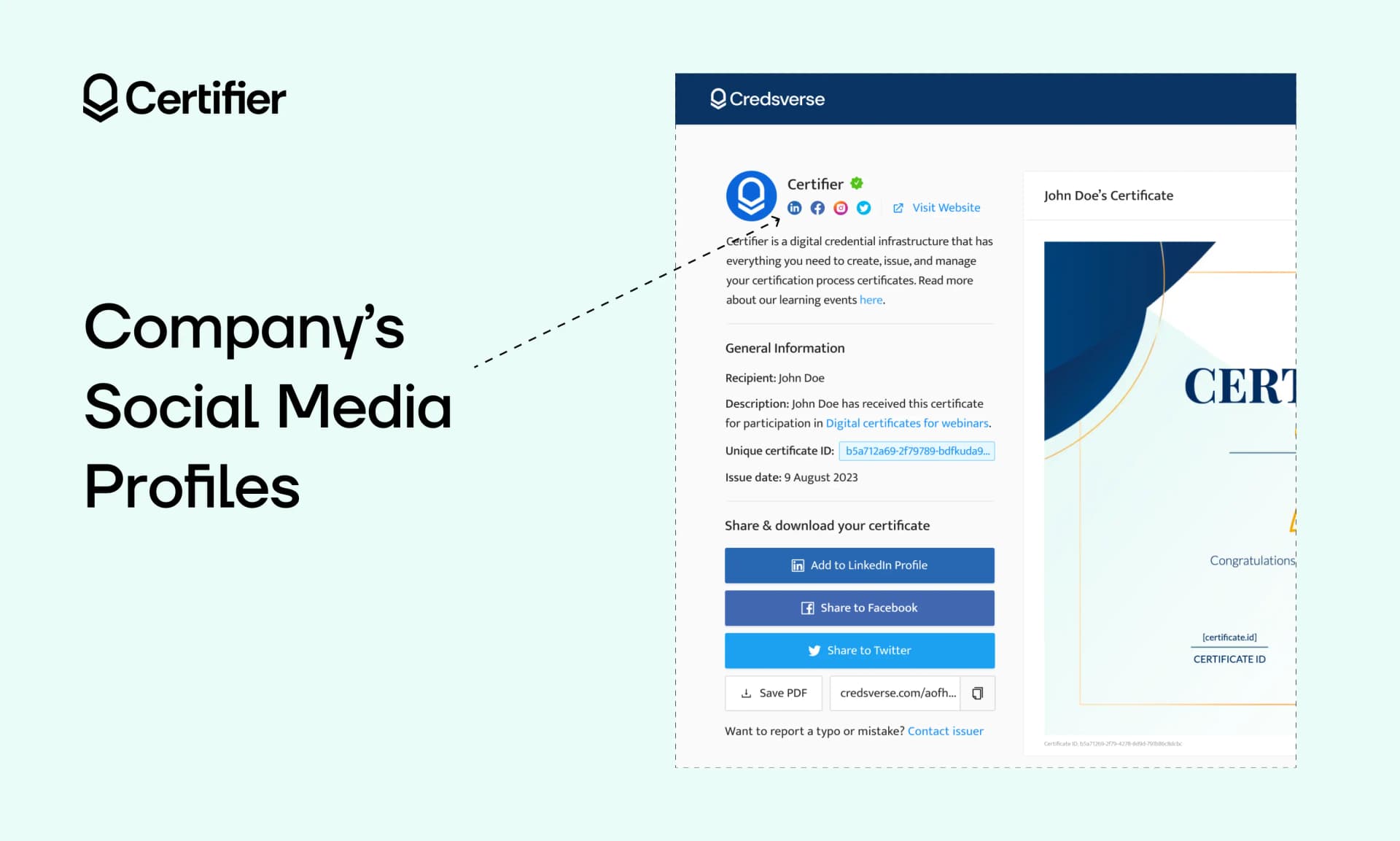 Company's social media profiles