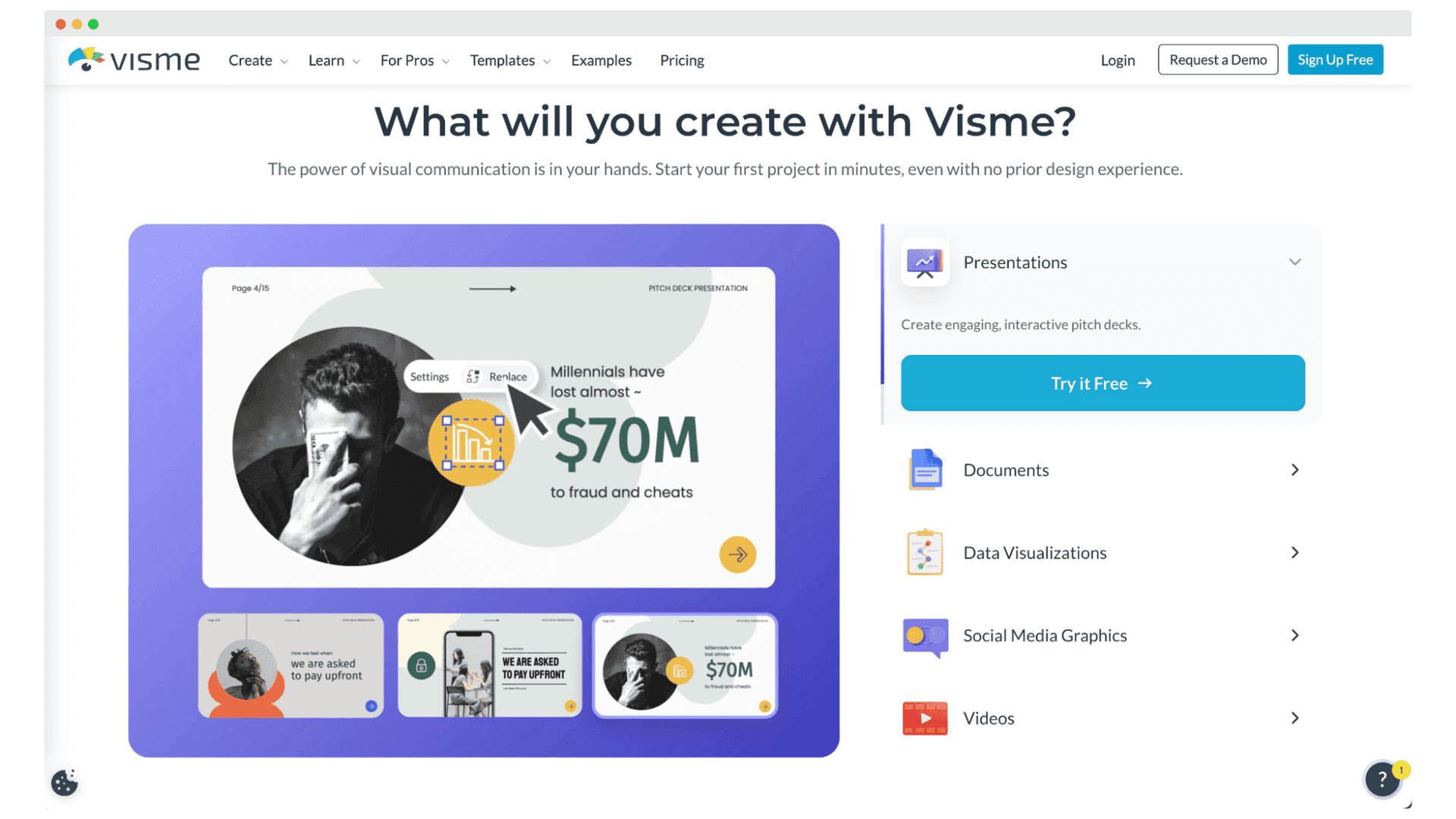 Visme as a certificate maker and Creatopy alternative.