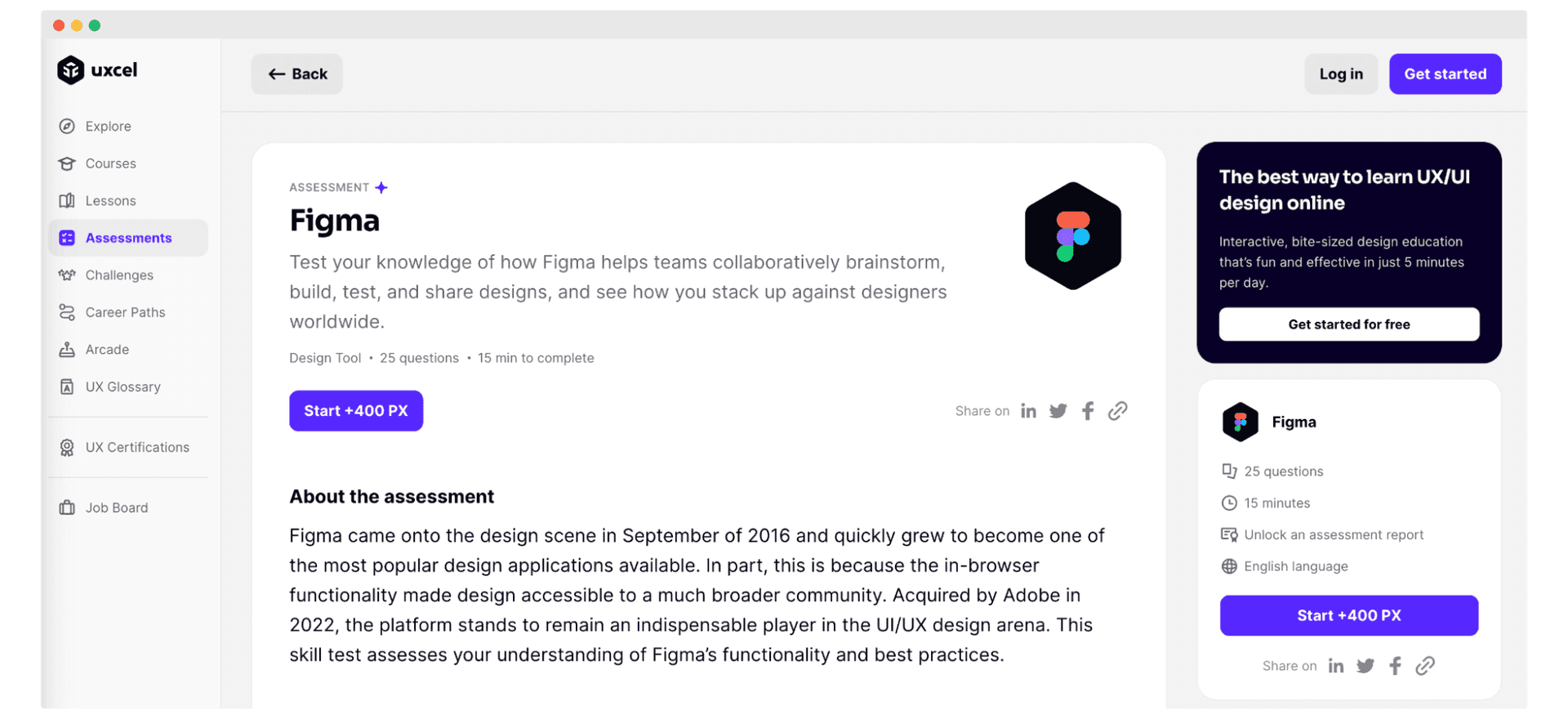 Uxcel user experience quizzes with certificates.