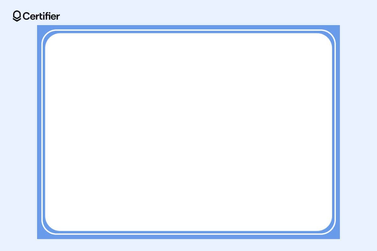 Horizontally certificate with a simple blue certificate border, ideal for academic or professional use.