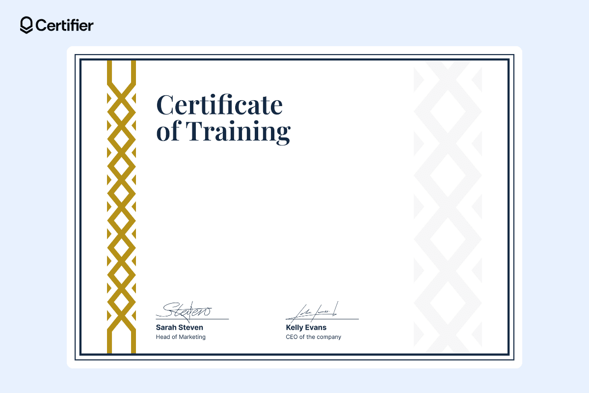 Blank certificate background design editable with a gold and white geometric border.