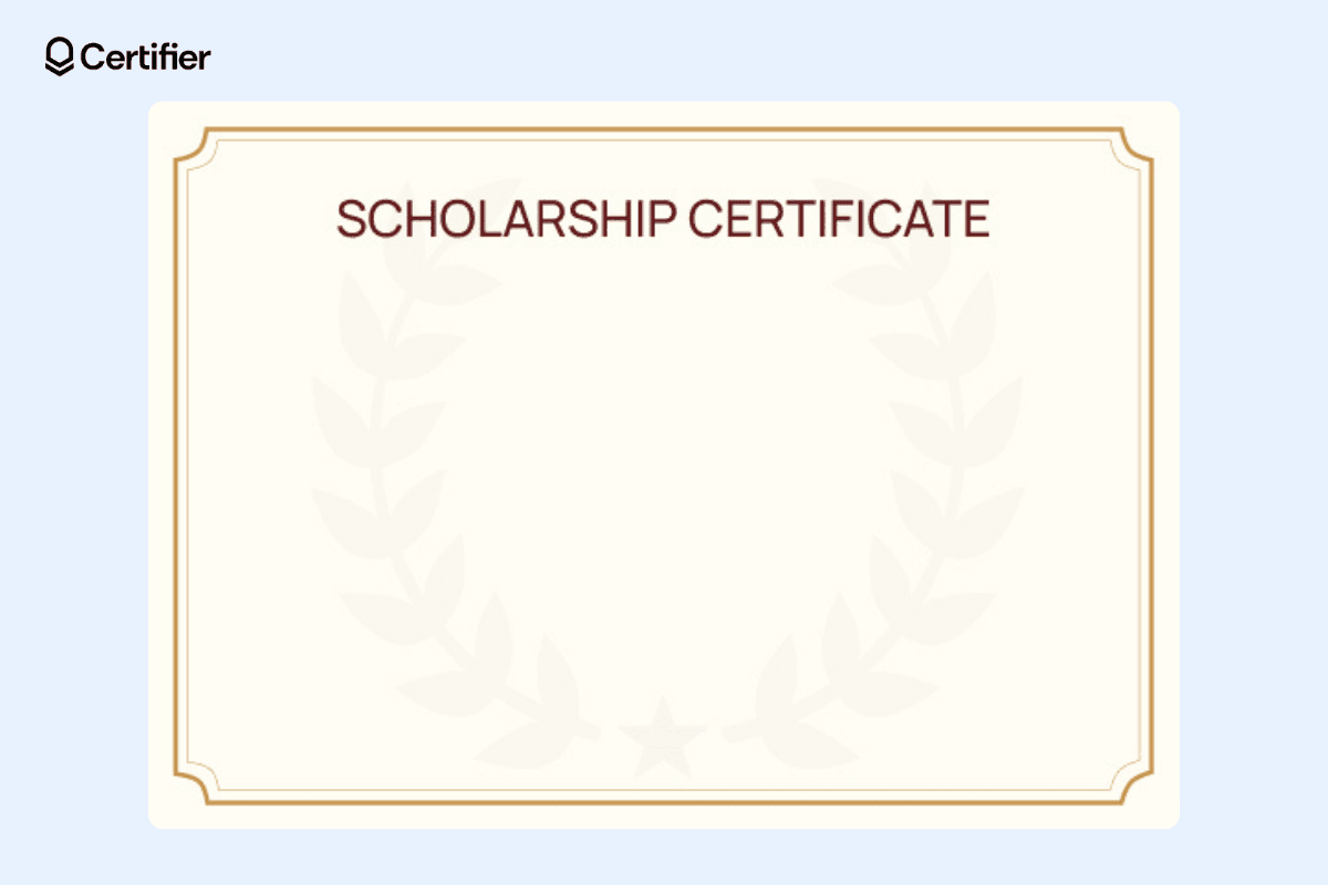 Blank certificate background design editable with a subtle laurel wreath and star watermark on a beige background.