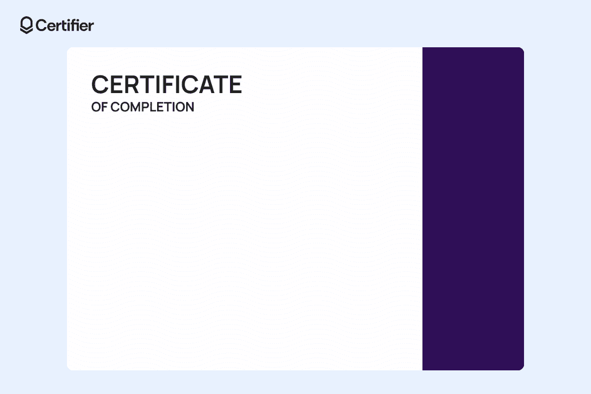 Background for certificate of recognition with a wavy white pattern and a dark purple vertical stripe on the right.