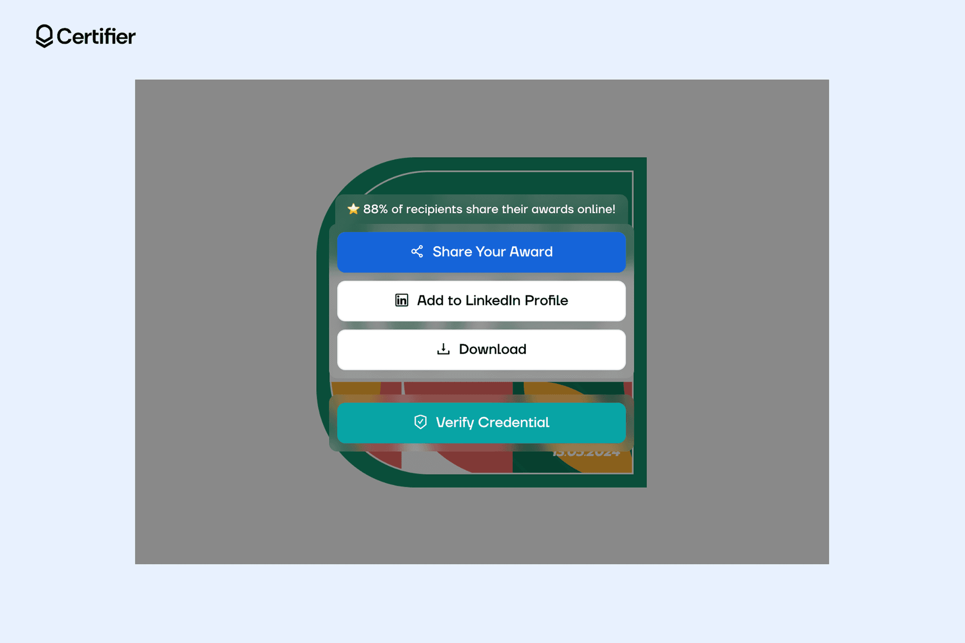 An option to share digital badges with Certifier