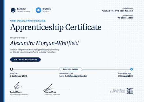 Software Development Apprenticeship Certificate