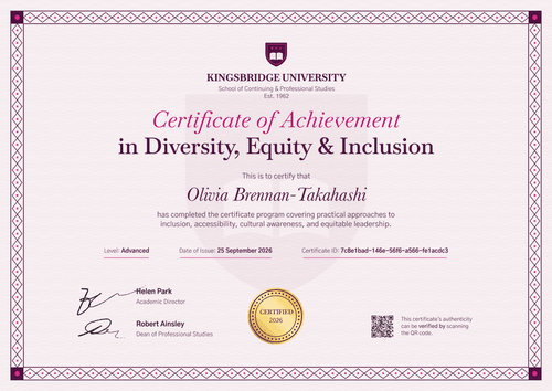 Certificate of Achievement in Diversity, Equity & Inclusion
