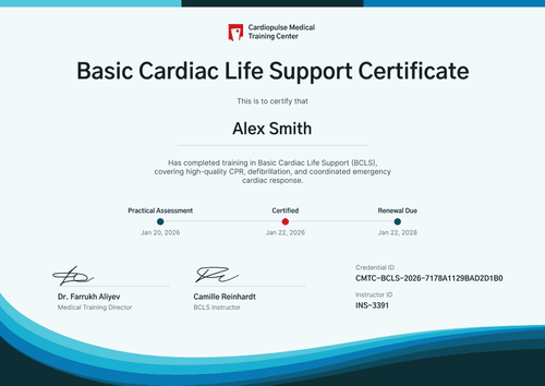 Basic Cardiac Life Support Certificate