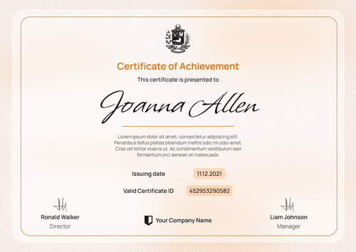 orange modern certificate of achievement landscape 12754 orange modern certificate of achievement landscape 12754