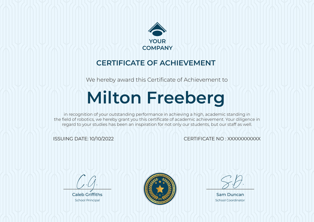 mint blue simple certificate of achievement landscape 12852 mint blue simple certificate of achievement landscape 12852