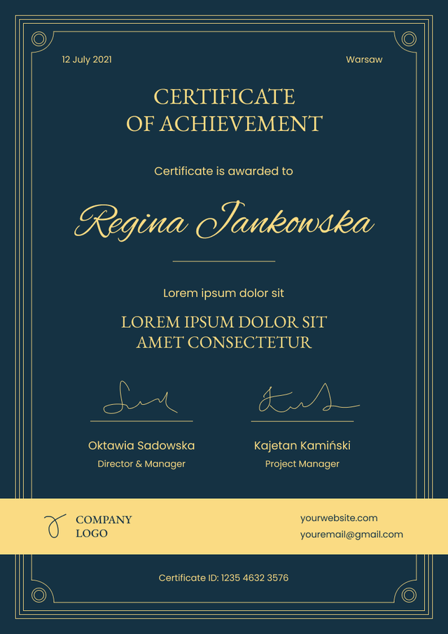 Professional and elegant course certificate template Professional and elegant course certificate template