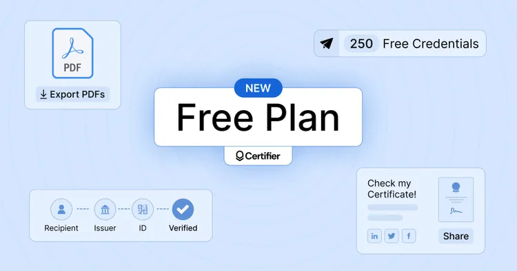 Introducing A Major Upgrade Of Certifier's Free Plan: 250 Credentials, PDF Export, & More! cover image Introducing A Major Upgrade Of Certifier's Free Plan: 250 Credentials, PDF Export, & More! cover image