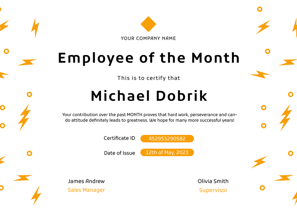 Modest and simple employee of the month certificate template landscape Modest and simple employee of the month certificate template landscape