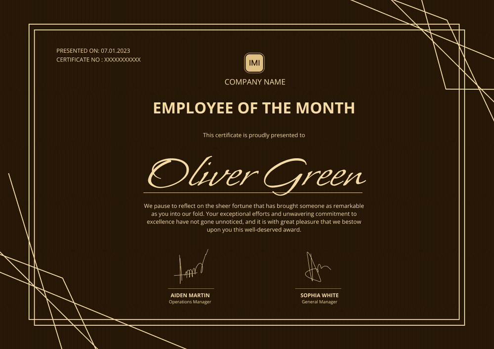Classy and professional employee of the month certificate template landscape Classy and professional employee of the month certificate template landscape