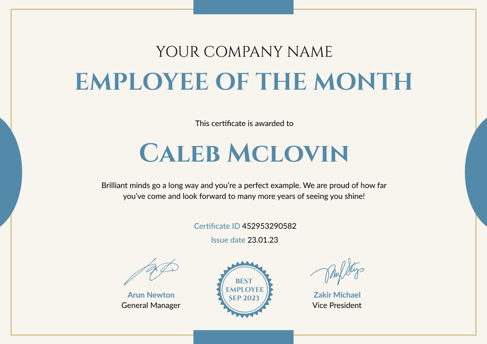 Minimalistic and simple employee of the month certificate template landscape Minimalistic and simple employee of the month certificate template landscape