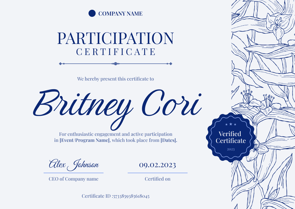 Modern and artsy certificate of participation template landscape Modern and artsy certificate of participation template landscape