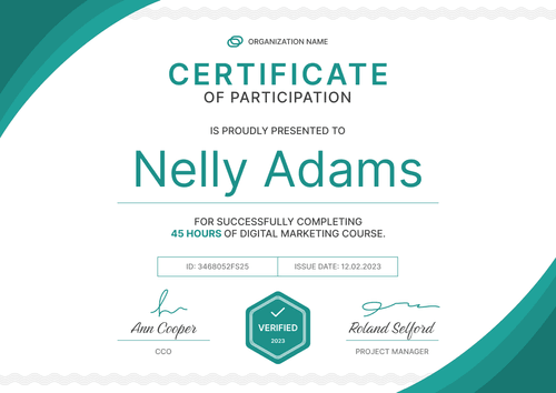 Universal and simple certificate of participation template landscape Universal and simple certificate of participation template landscape