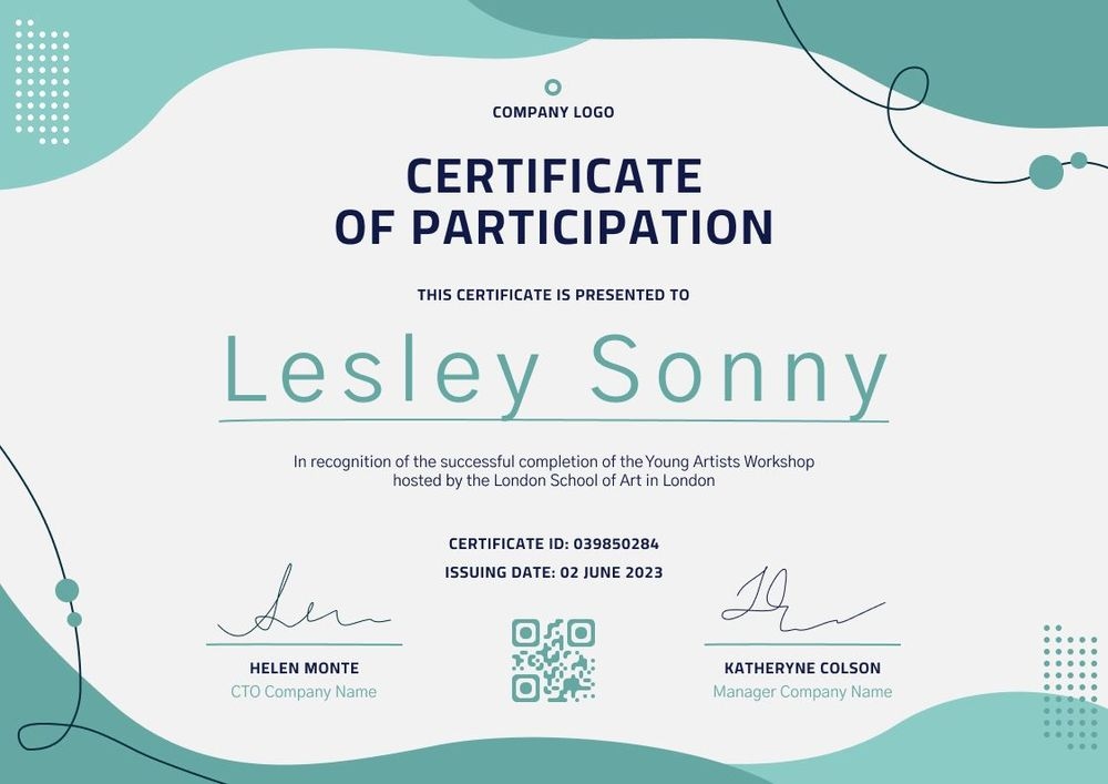 Clean and modern participation certificate template landscape Clean and modern participation certificate template landscape