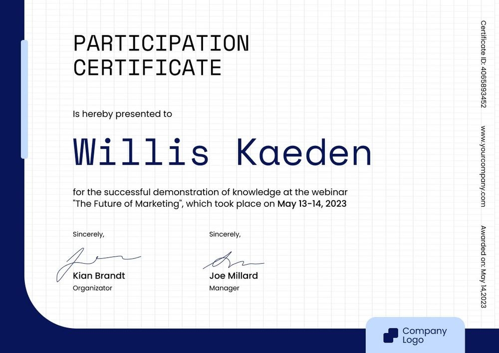 Modern and polished certificate of participation template landscape Modern and polished certificate of participation template landscape