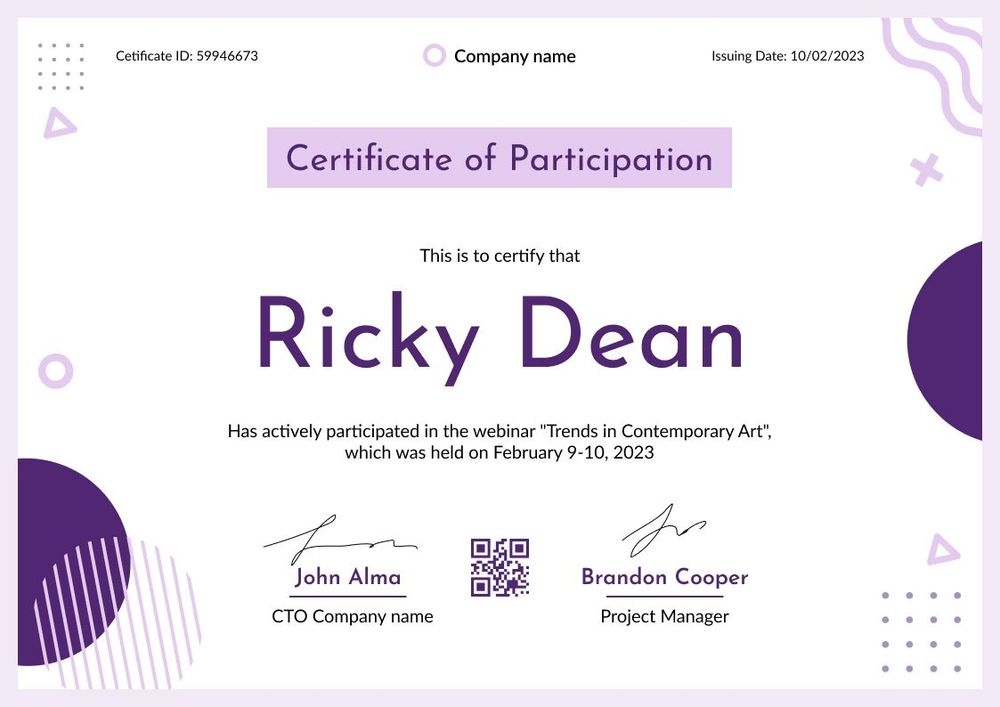 Fresh and modern certificate of participation template landscape Fresh and modern certificate of participation template landscape