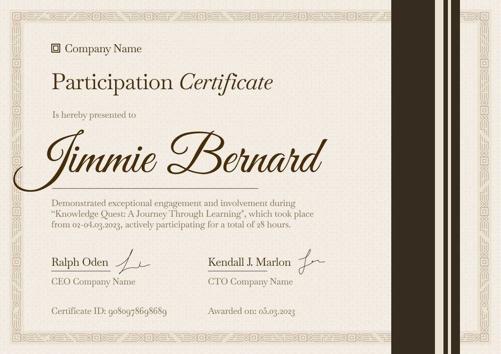 Corporate and professional certificate of participation template landscape Corporate and professional certificate of participation template landscape