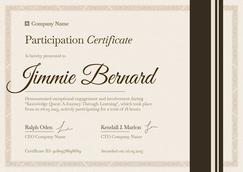 Corporate and professional certificate of participation template landscape Corporate and professional certificate of participation template landscape
