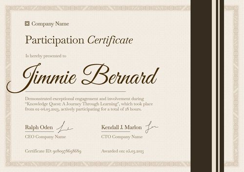 Corporate and professional certificate of participation template landscape Corporate and professional certificate of participation template landscape
