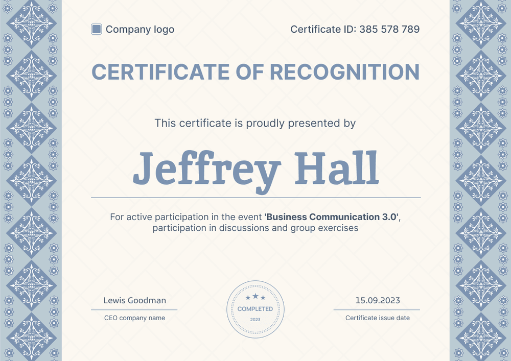 Official and formal recognition certificate template landscape Official and formal recognition certificate template landscape