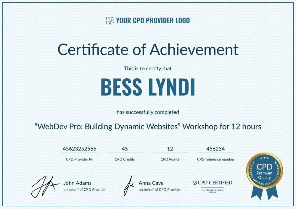 Professional and ornate CPD certificate template landscape Professional and ornate CPD certificate template landscape