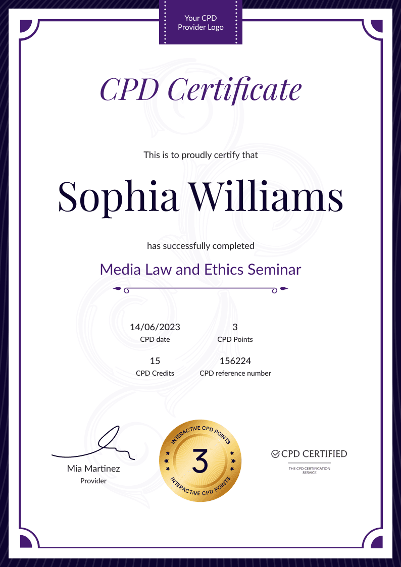 Dynamic and professional CPD certificate template Dynamic and professional CPD certificate template