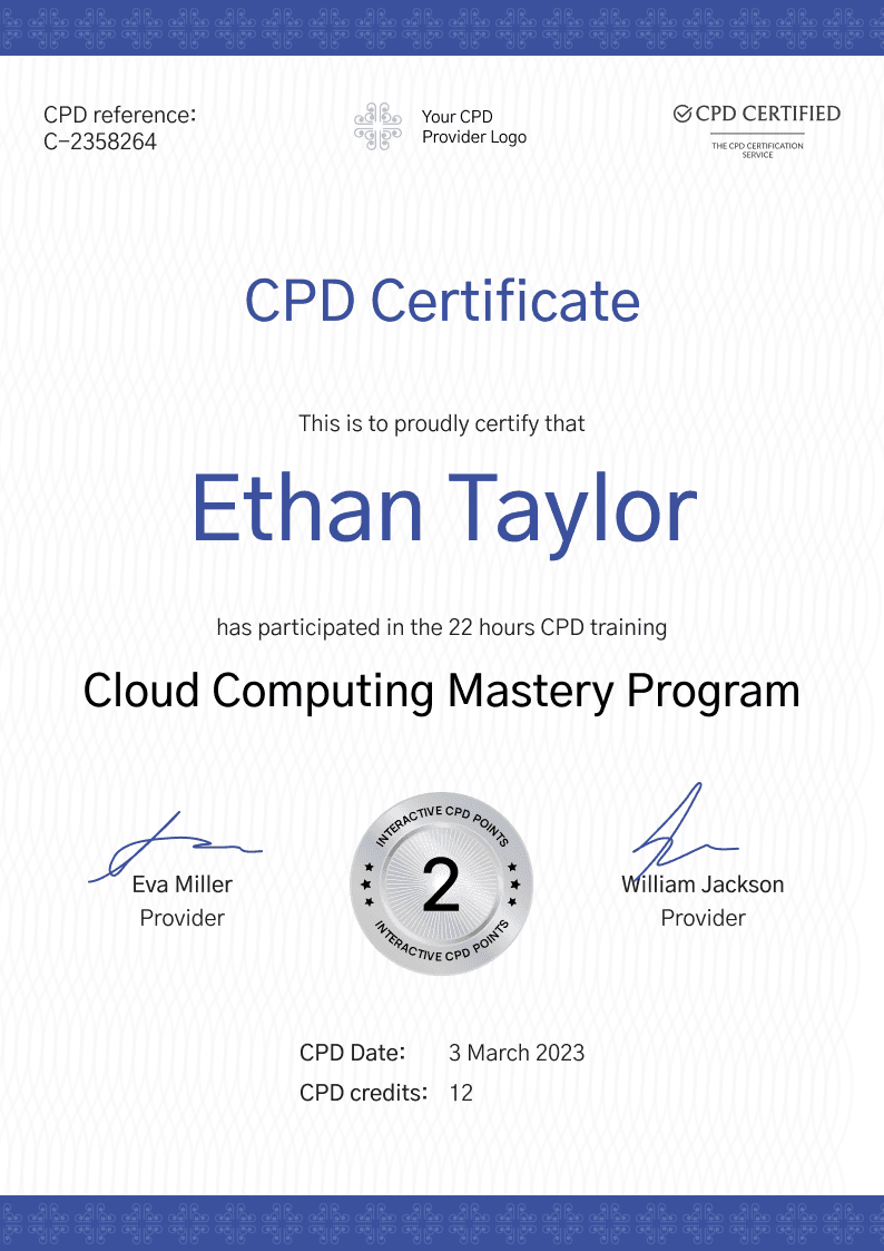 Contemporary and professional CPD certificate template Contemporary and professional CPD certificate template