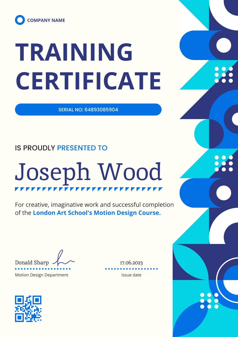 Abstract and modern certificate of training template Abstract and modern certificate of training template