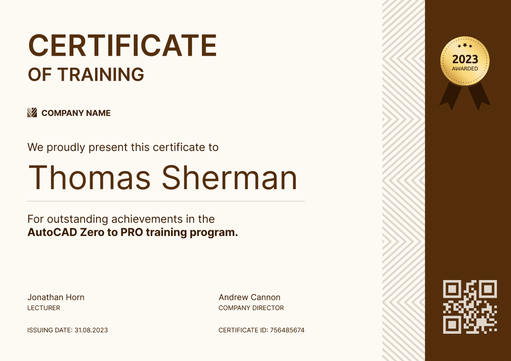 Neat and professional training certificate template landscape Neat and professional training certificate template landscape