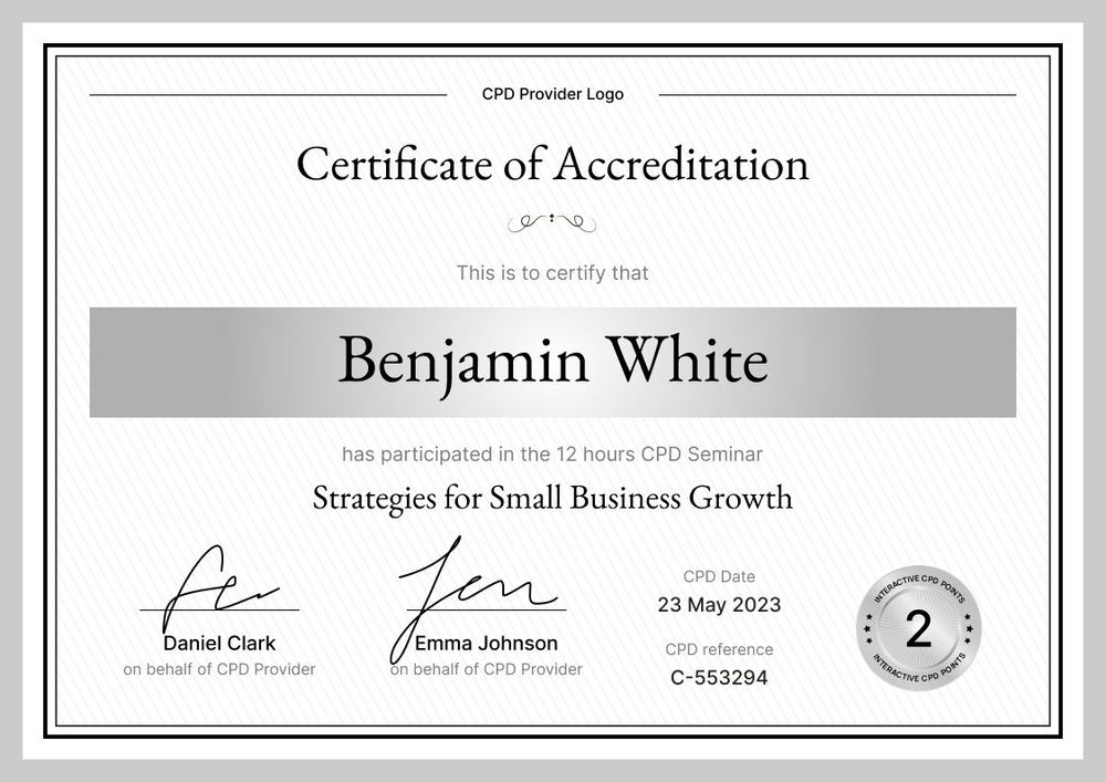 Professional and sleek CPD certificate template landscape Professional and sleek CPD certificate template landscape