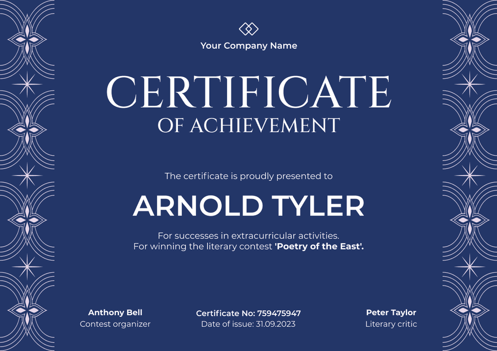 Simple and elegant certificate of achievement landscape Simple and elegant certificate of achievement landscape