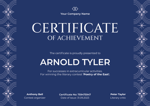 Simple and elegant certificate of achievement landscape Simple and elegant certificate of achievement landscape